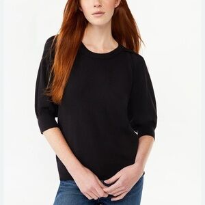 Free Assembly Raglan Pleat Shoulder Sweater Black Sz XXL